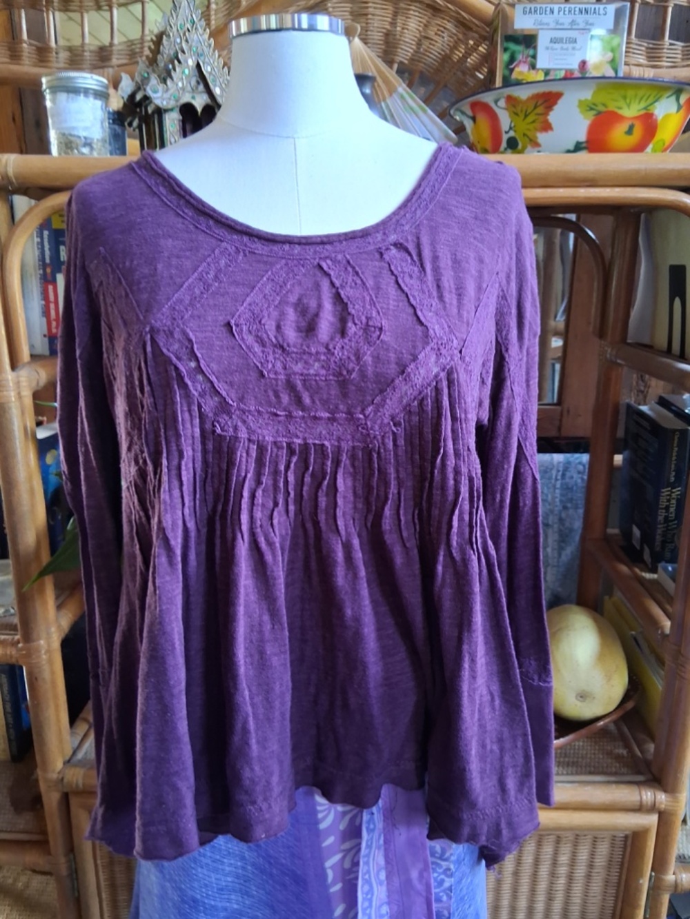 Free People Bohemian Plum XS Long Sleeve Top